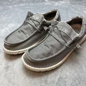 Hey Dude Wally Sox Slip-On‎ Loafers Shoes Mens 12 Silver Gray Beach Comfort